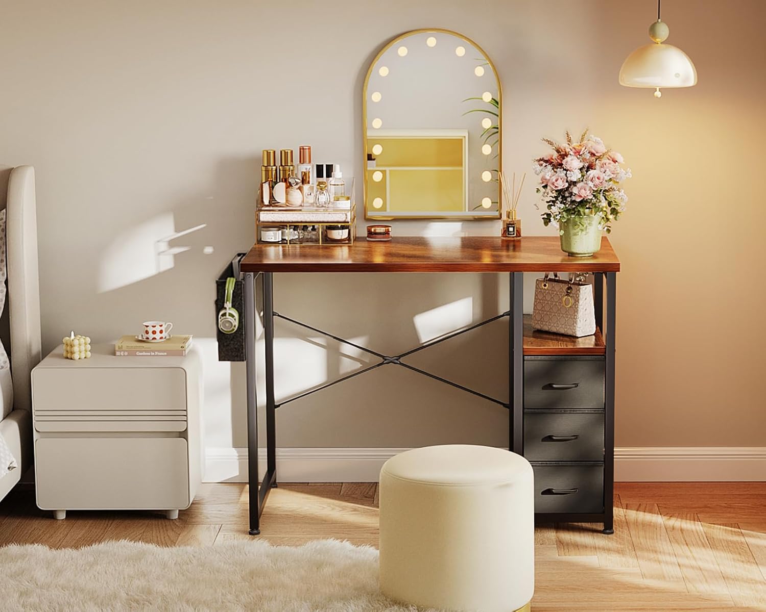 Custom Modern Arched Junior Makeup Vanity LED Desk