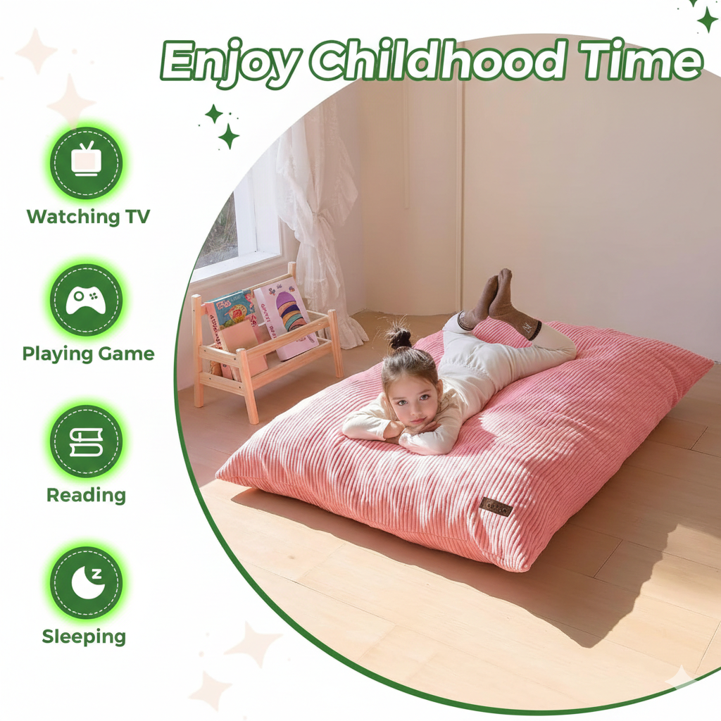 Custom Large Corduroy Floor Lounger Kids Reading Mattress