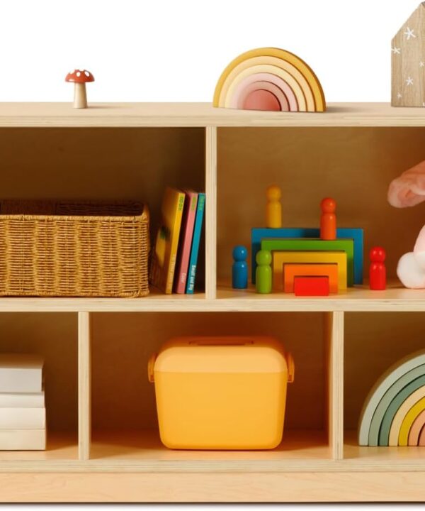 Custom Natural Wood Montessori Two Tier Storage Shelf