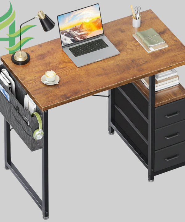 Kids Study Table - Compact Laptop Desk with 3 Drawers