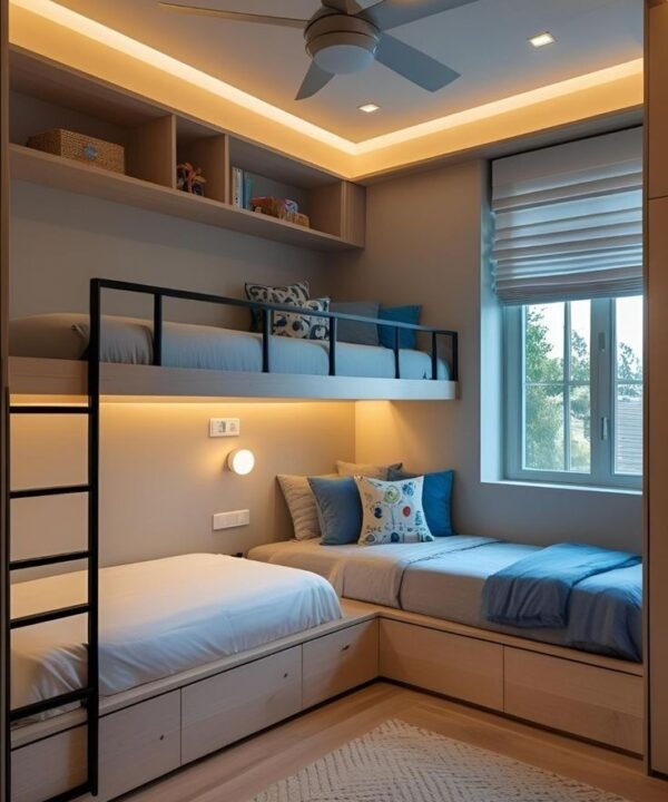 Custom Multi Functional L Shaped Quad Bunk Bed