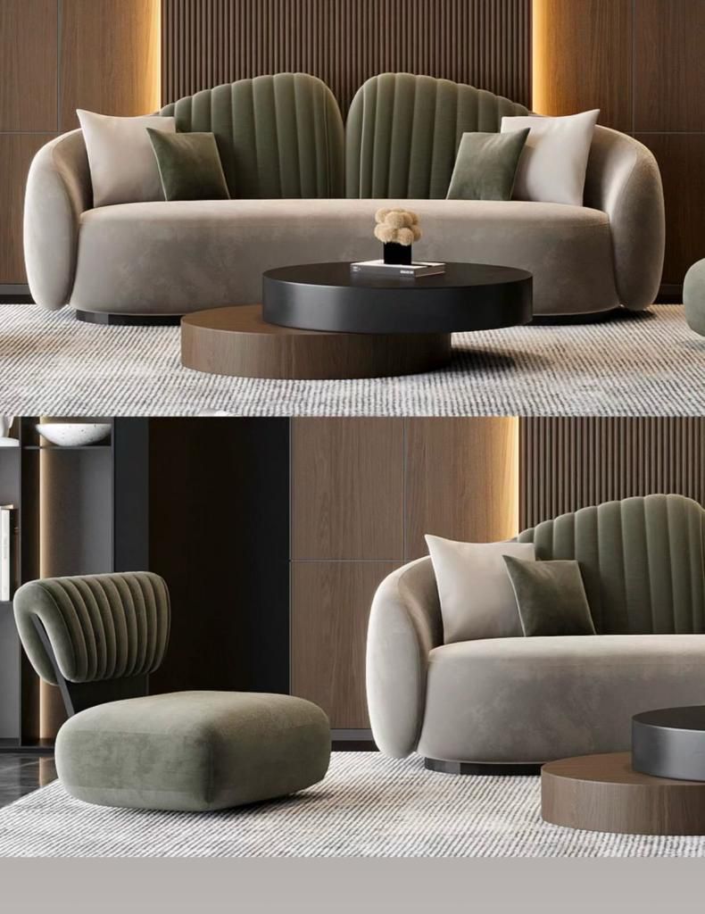 Custom Curved Sofa Set Modern Elegance Textured Comfort