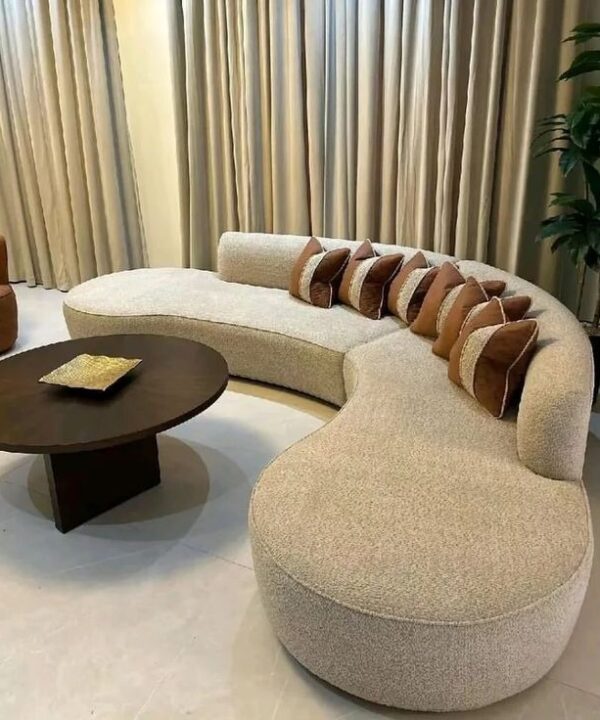 Custom Curved Sectional Sofa Contemporary Elegance Natural Base