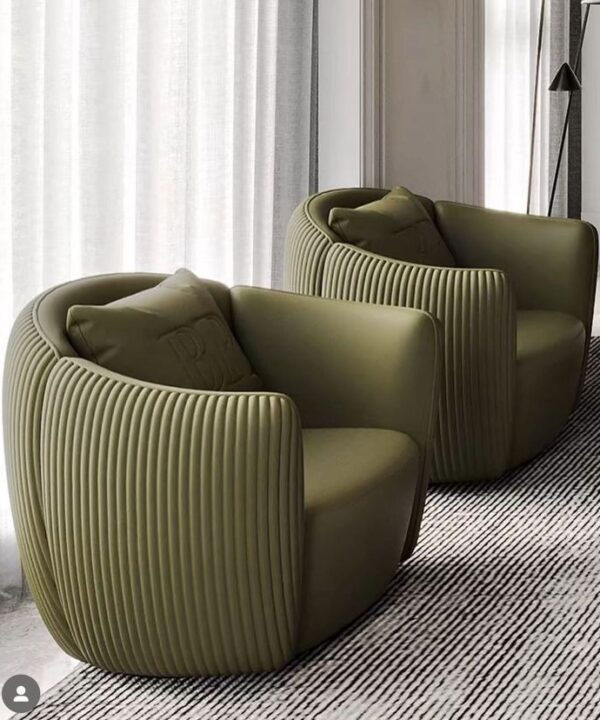 Custom Ribbed Armchair Set Contemporary Comfort Sculptural Design
