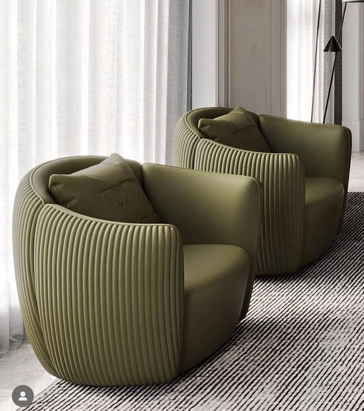 Custom Ribbed Armchair Set Contemporary Comfort Sculptural Design