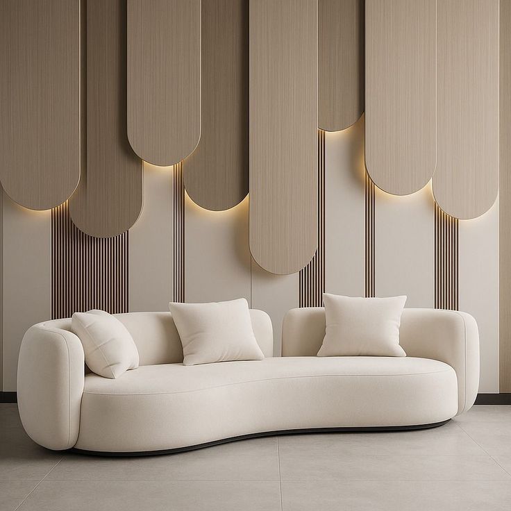 Custom Curved Sofa Contemporary Elegance with Layered Ambiance