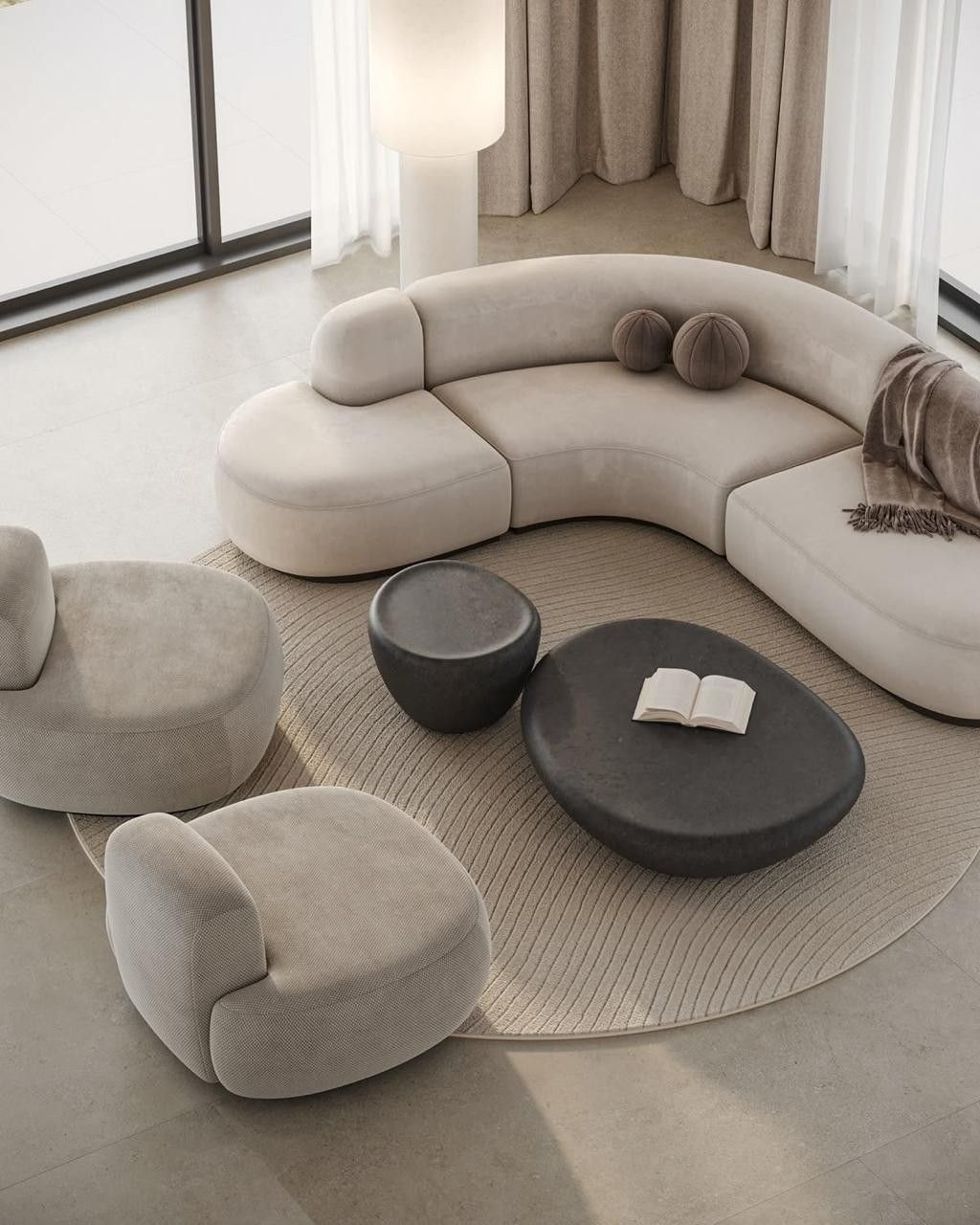 Custom Curved Sectional Sofa  Cozy Elegance with Modern Simplicity