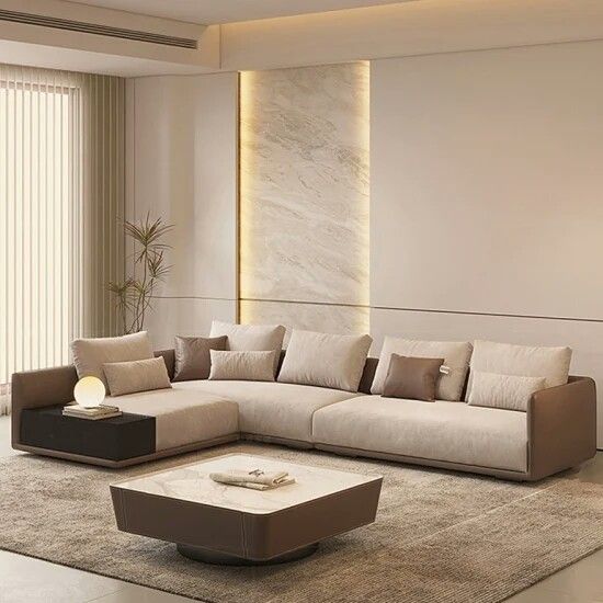 Custom L-Shaped Sectional Sofa  Modern Luxury with Textured Ambiance